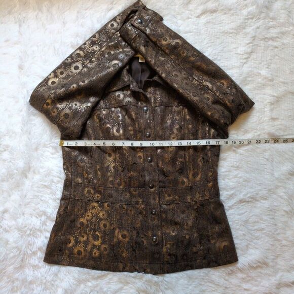 Coldwater Creek Women's Size 6 Metallic Brown Bronze Snap Button Jacket - Picture 9 of 9